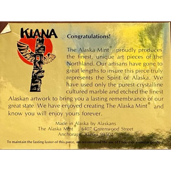 Kiana The Alaska Mint Bill Devine Wood Framed Marble Artwork Birds Scenic Vtg - Picture 6 of 6